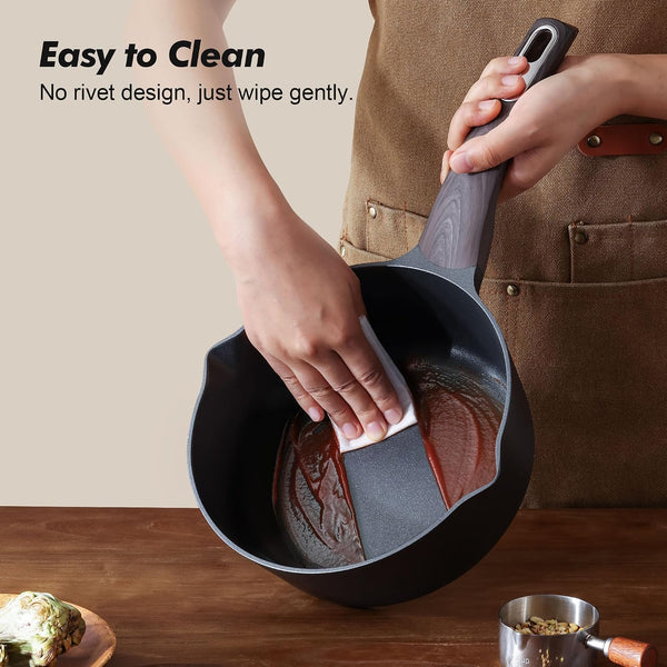 2.0 & 3.0 Quart Sauce Pan Sets with Lid, Cooking Pots Set, Nonstick Saucepan Set with Pour Spout, Small Kitchen Pot, Non Toxic Saucepot, Induction Comptable, Easy to Clean, PFOA Free6