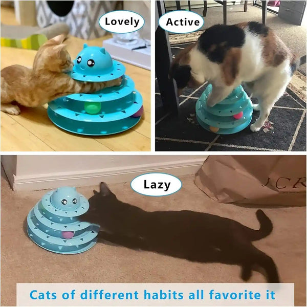 UPSKY Cat Toy Roller 3-Level Turntable Cat Toys Balls with Six Colorful Balls Interactive Kitten Fun Mental Physical Exercise Puzzle Kitten Toys6