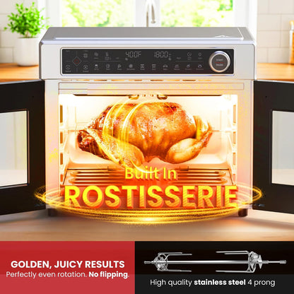 Ultra-Premium Dual-Zone Stainless Steel Air Fryer Toaster Oven Combo, Extra Large 32QT French Door Convection Oven with Next-Gen Patent Technology, 13 Accessories, Rotisserie, Sync Finish7