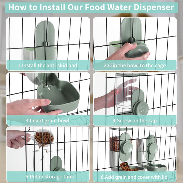 Lemtrflo Rabbit Feeder, Bunny Water Bottle Dispenser, Pet Cage Food Bowl | Suitable for Rabbits, Guinea Pigs, Ferrets, Cat and Other Small Pets3