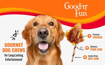 Good ‘N’ Fun Triple Flavor Wings Chews for All Dogs, 12 Ounces, Treat Your Dog to Long-Lasting Chews Made with Chicken, Pork Hide and Beef Hide, Pack of 27