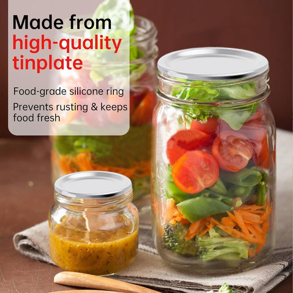 48PCS Mason Jar Lids for Wide and Regular Mouth Jars, No Date Reminder, Compatible with Electric Vacuum Sealers, Vacuum Seal Mason Jar Lids Only4