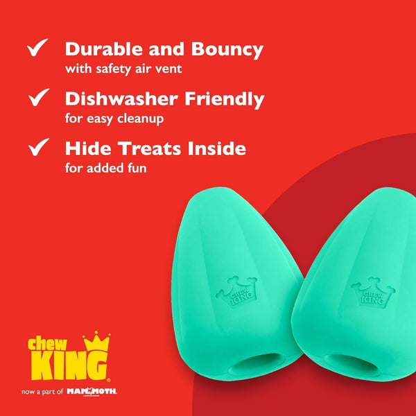 Chew King by Mammoth Premium Treat Dispensing Dog Toy, Durable Natural Rubber Chew Toy, Safety Air Vent, Interactive Enrichment Toy for Aggressive Chewers, Large Pack of 2- Teal6