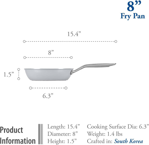 - Ceraterra - 8 Inch Ceramic Frying Pan – PFAS, PTFE & Pfoa-Free, Toxin-Free Ceramic Coating, Induction-Ready, Oven & Dishwasher Safe, Ceramic Nonstick Frying Pan Made in Korea5