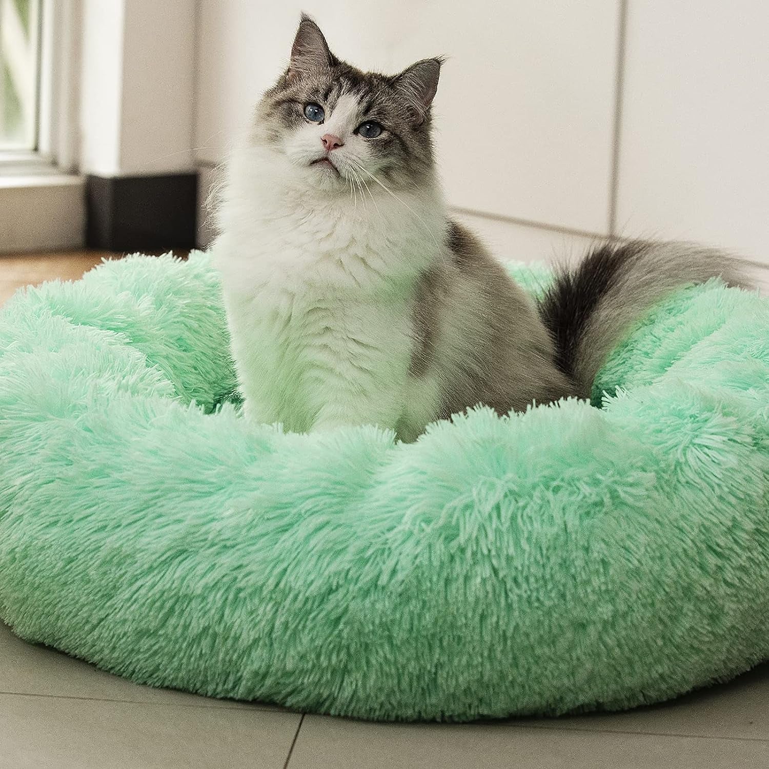 anti-anxiety-round-fluffy-plush-faux-fur-warm-washable-dog-bed-cat-bed-original-bed-for-small-medium-large-pets-used-to-relieve-joints-and-improve-sleep-20-24-27-24-light-grey