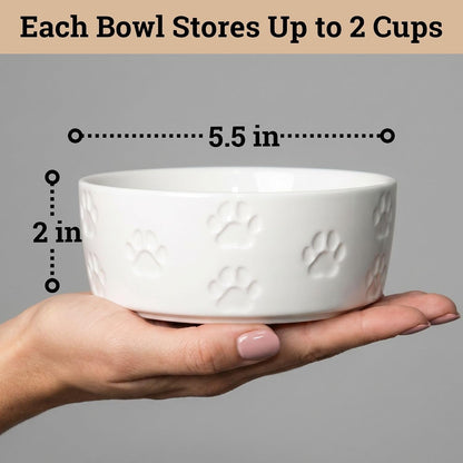 Ceramic Dog Bowl Set of 2 with Anti-Skid Base, 5.5"W X 2"H, 2 Cup Capacity | Thick Ceramic, Dishwasher Safe, Anti-Skid Rubber Base, 2 Cups per Bowl, Ceramic Food and Water Bowls Set of 2 for Small Dogs6
