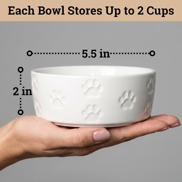 Ceramic Dog Bowl Set of 2 with Anti-Skid Base, 5.5"W X 2"H, 2 Cup Capacity | Thick Ceramic, Dishwasher Safe, Anti-Skid Rubber Base, 2 Cups per Bowl, Ceramic Food and Water Bowls Set of 2 for Small Dogs6