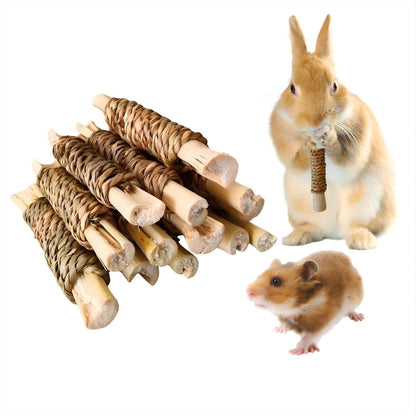 15Pcs Rabbits Chew Toy,Sweet Bamboo Chew Stick for Small Animals | Natural Seagrass Sweet Bamboo Chew Stick for Guinea Pigs Chinchillas Hamsters Rats, Bunny Cage Enrichment1