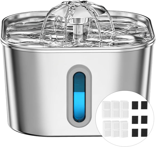 Cat Water Fountain Stainless Steel 74Oz/2.2L with 3 Filters & 3 Sponges | Indoor Pet Water Dispenser-Automatic Silent Small Dog Fountains for Drinking-Auto Metal Watering Bowls-Gifts for Kitty Animal10