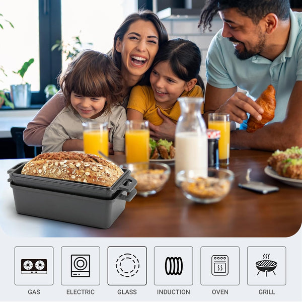 9×5 Inch Cast Iron Loaf Pan with Lid | Bread Baking Pan | Even Heat Distribution for Homemade Bread, Cake, and Meatloaf | 2 Piece Set7