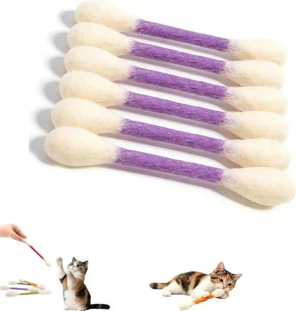 Ledeng Cotton Swabs Cat with Catnip, Swabs Catnip Toys Set of 6 Soft Plush Kicker Toys, Sturdy Teething Chew Toy (B)7