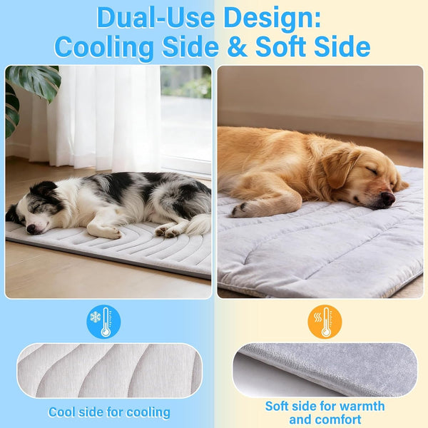 Dog Cooling Mat, 36"X23" Reversible Cooling Pad for Dogs Cats, Pressure Activated Pet Cooling Mat Indoor Outdoor, Scratch-Resistant & Machine Washable, Summer Dog Blanket, Grey3
