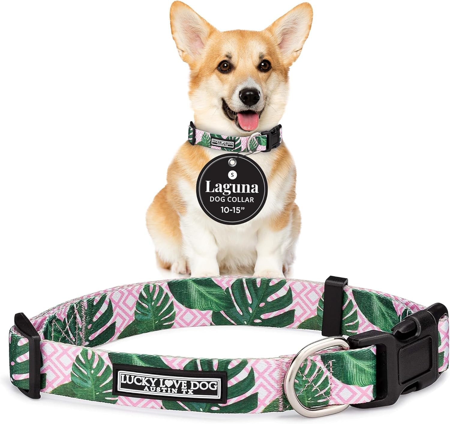 lucky-love-dog-easy-click-buckle-dog-collar-with-leash-set-combo-durable-comfortable-for-male-female-dogs-pet-collar-for-medium-dogs-secure-fit-blackbird-combo-medium
