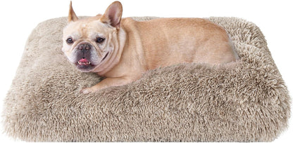 EHEYCIGA Fluffy Dog Crate Bed for Extra Large Dogs, Plush Faux Fur Pad, Calming anti Anxiety XL Bed for Crate, Washable Soft Warm Dog Mat with Non-Slip Bottom, Grey19