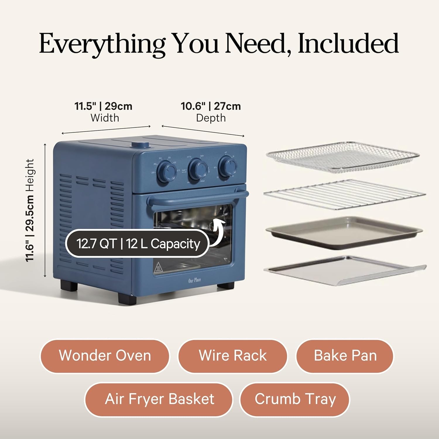 our-place-wonder-oven-6-in-1-air-fryer-toaster-oven-2-rack-13-qt-non-toxic-air-fryer-toaster-oven-combo-basket-wire-rack-bake-pan-crumb-tray-toast-roast-bake-broil-reheat-steam