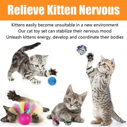 21 Pcs Cat Toys for Indoor Cats Collapsible Cat Tunnel Interactive Feather Teaser Wand Ball Toy for Kitten Cats3
