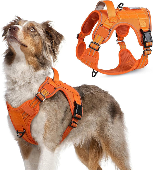 Rabbitgoo Tactical Dog Harness for Large, No Pull Military Service Vest | Molle & Handle, Heavy Duty, Adjustable, Reflective Straps, Easy Control for Training Walking, Black, Large26