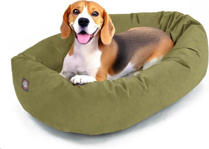 Majestic Pet 32 Inch Suede Calming Dog Bed Washable – Cozy Soft round Dog Bed with Spine Support for Dogs to Rest Their Head - Fluffy Donut Dog Bed 32X23X7 (Inch) - round Pet Bed Medium – Sage19