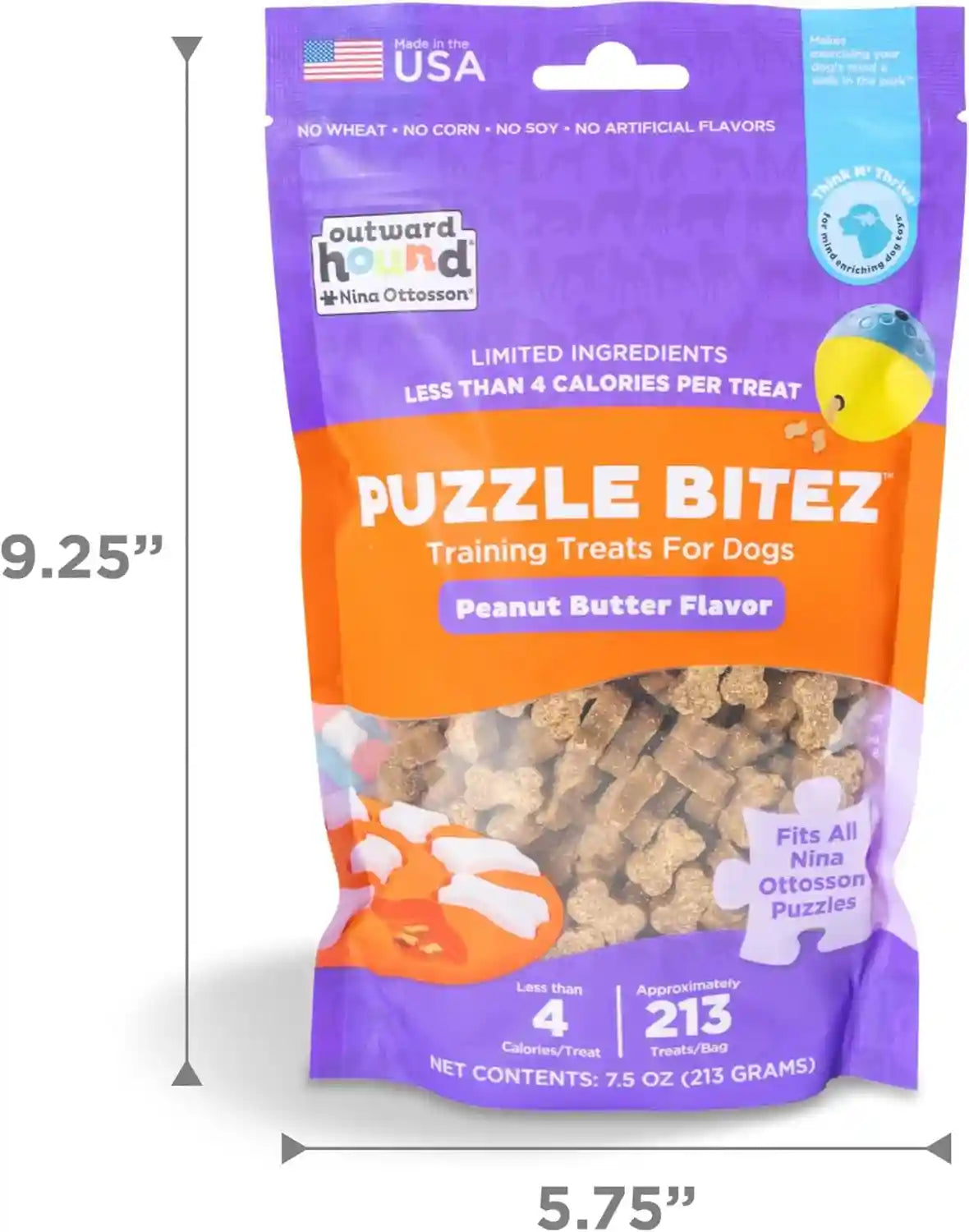 outward-hound-by-nina-ottosson-puzzle-bitez-usa-made-dog-treats-peanut-butter-flavor-bite-sized-training-reward-and-interactive-puzzle-toy-treats-7-5oz