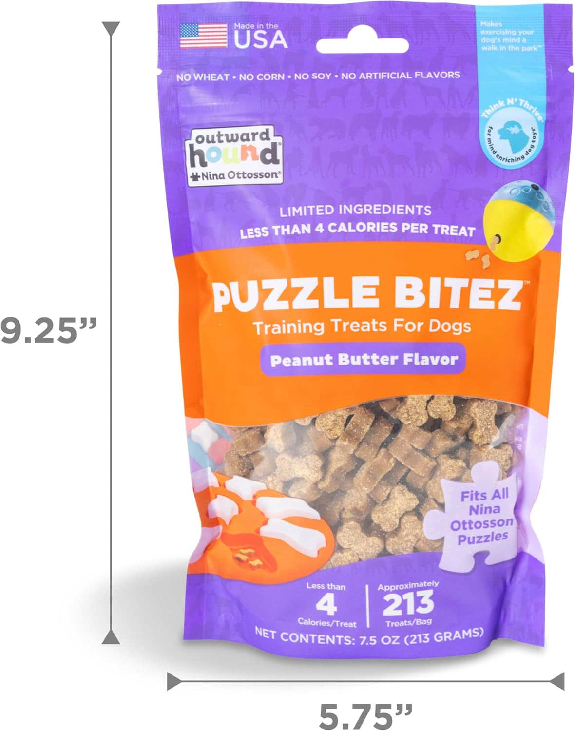 outward-hound-by-nina-ottosson-puzzle-bitez-usa-made-dog-treats-peanut-butter-flavor-bite-sized-training-reward-and-interactive-puzzle-toy-treats-7-5oz