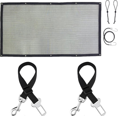 Sungrow Elastic Nylon Dog Seat Belt, 24” - 36”, Adjustable Black Harness, Elastic Tether with Metal Buckles, 2 Pcs per Pack9