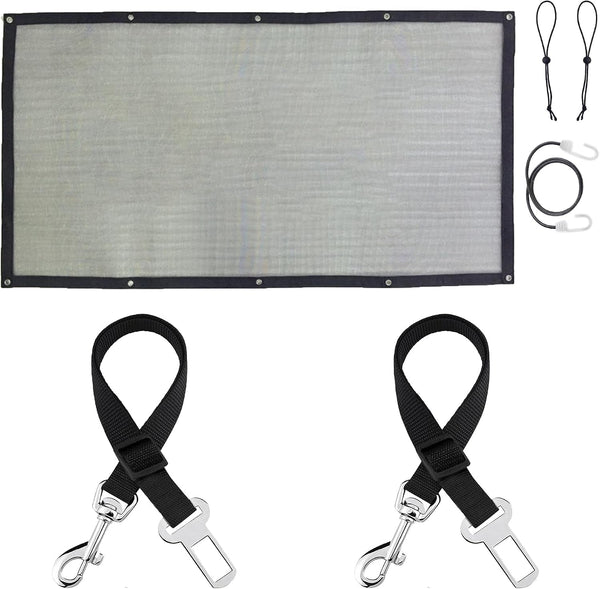 Sungrow Elastic Nylon Dog Seat Belt, 24” - 36”, Adjustable Black Harness, Elastic Tether with Metal Buckles, 2 Pcs per Pack9