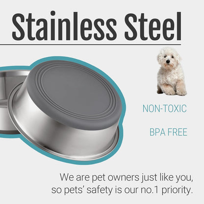 PEGGY11 Nonslip Stainless Steel Dog Bowls, 3.8 US Cup, 2 Count | No Slide Silicone Bottom, Dishwasher Safe, Easy to Clean, Stackable Design2