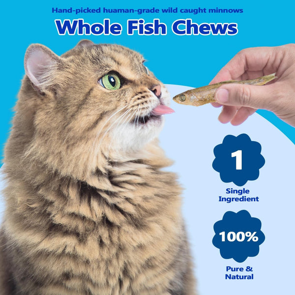 Amzey 7Oz Minnows Dog Treats - Freeze Dried Minnows Cat Treats - High Protein & Premium Quality Training Treats - Bulk Package (1.6" to 2.8" Length Each)2