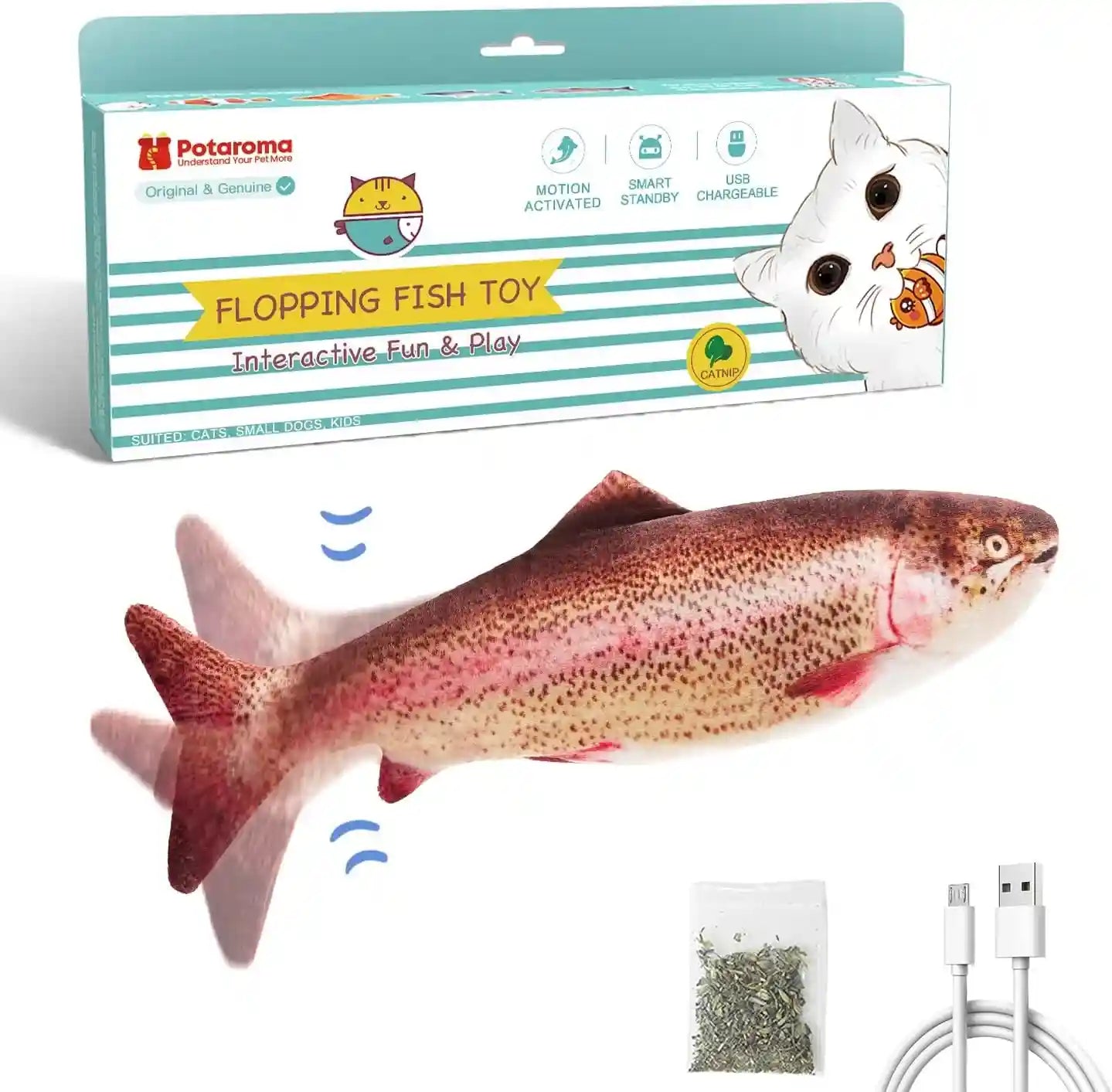 potaroma-cat-toys-flopping-fish-with-catnip-moving-kitten-kicker-floppy-wiggle-carp-for-small-dogs-interactive-motion-kitty-exercise-10-5-inches