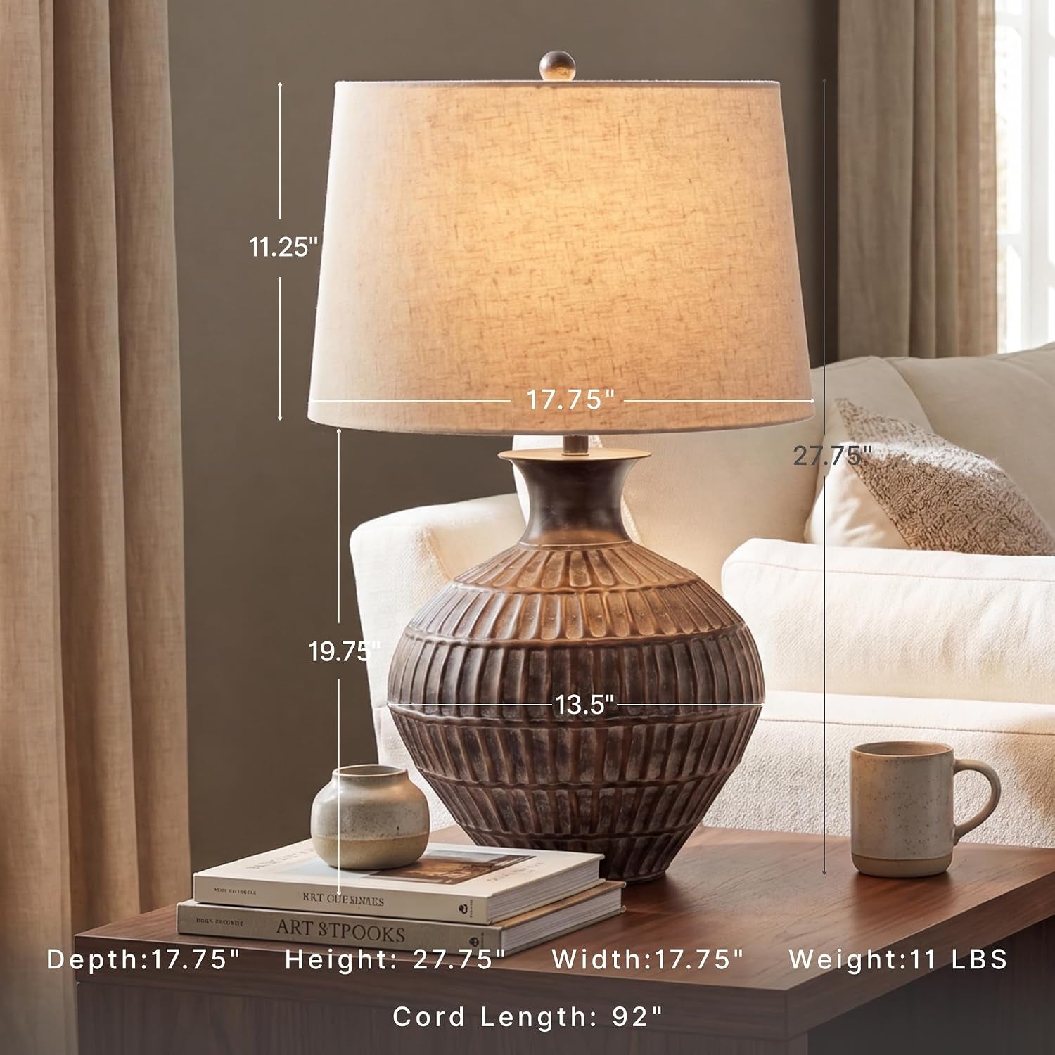 signature-design-by-ashley-magan-metal-table-lamp-28-antique-bronze-antique-bronze-tone-metal-base-textured-pattern-fabric-modified-drum-shade-living-room-or-entryway-use-3-way-switch