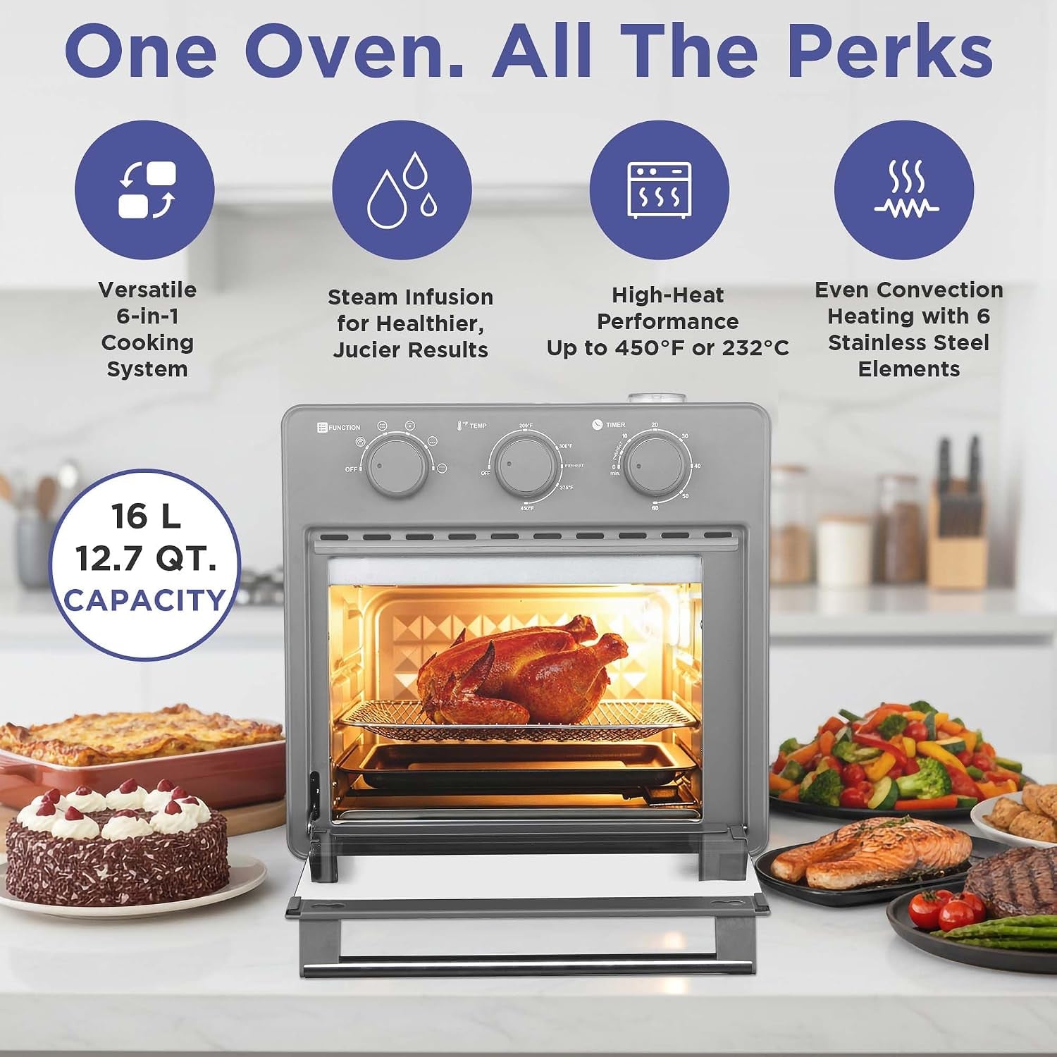 home-16-5-qt-air-fryer-oven-with-steam-infusion-black-convection-countertop-oven-6-cooking-functions-200-450-f-temperature-control-interior-light-fry-basket-baking-tray-included