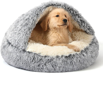 NOYAL round Hooded Donut Dog Bed for Small & Medium Pets - Plush Fluffy Anti-Anxiety Cat Cave Bed with Cover11