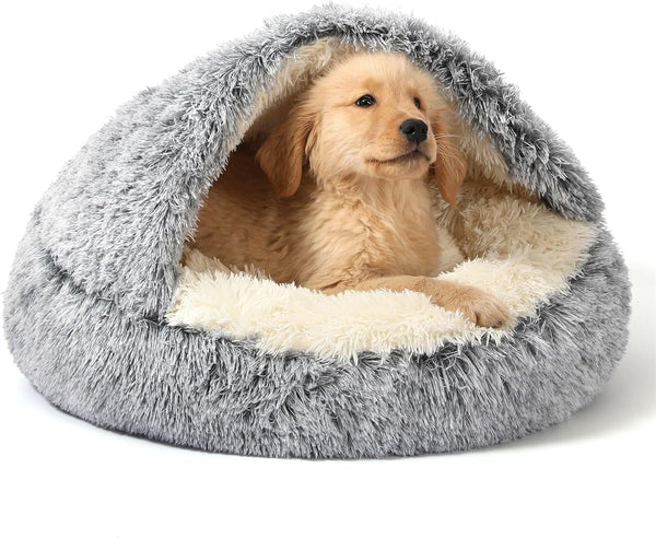 NOYAL round Hooded Donut Dog Bed for Small & Medium Pets - Plush Fluffy Anti-Anxiety Cat Cave Bed with Cover11