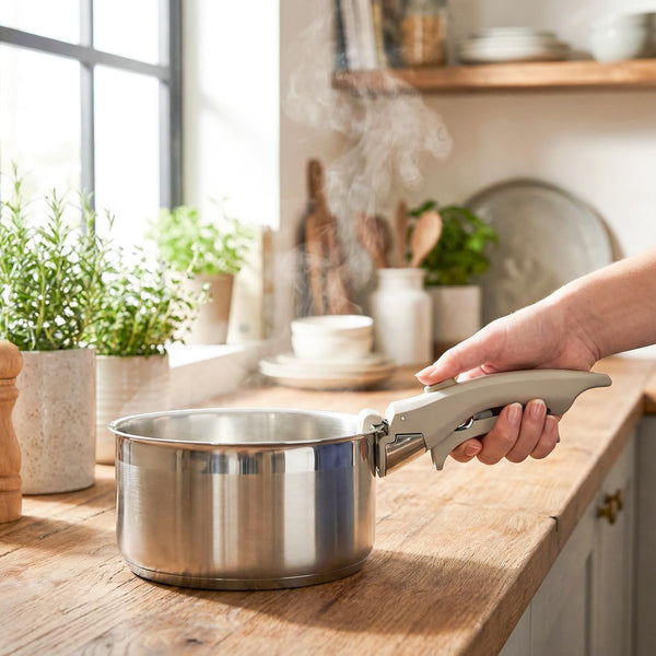 2PCS Removable Pot Handle, Detachable Handle for Pots and Pans, Universal Cookware Handle Replacement, Heat-Resistant Non-Slip Grip, 7.5" Kitchen Pan Handle (Warm Gray)6