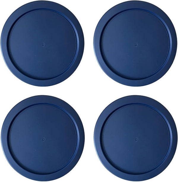 Replacement Lids Fits Pyrex 2-Cup Glass Food Storage Container Bowls, 5-Inch Plastic round Lids Covers for Pyrex 7200-PC, Airtight & Leakproof (4-Pack, Blue)1