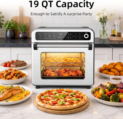 Air Fryer & Toaster Oven 19 QT, 12-In-1 Functions, Air Fry, Broil, Keep Warm, Bake, Defrost, Ouchscreen Controls, Nonstick & 75-450℉, Dishwasher-Safe Accessories, Stainless Steel2