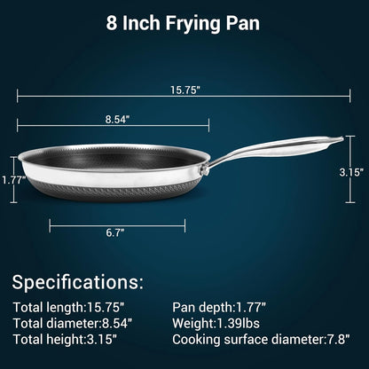 8Inch Tri-Ply Stainless Steel Hybrid Frying Pan,Ceramic Nonstick Skillet, Induction & Oven Safe,Pfas/Pfoa Free Professional Clad Cookware7