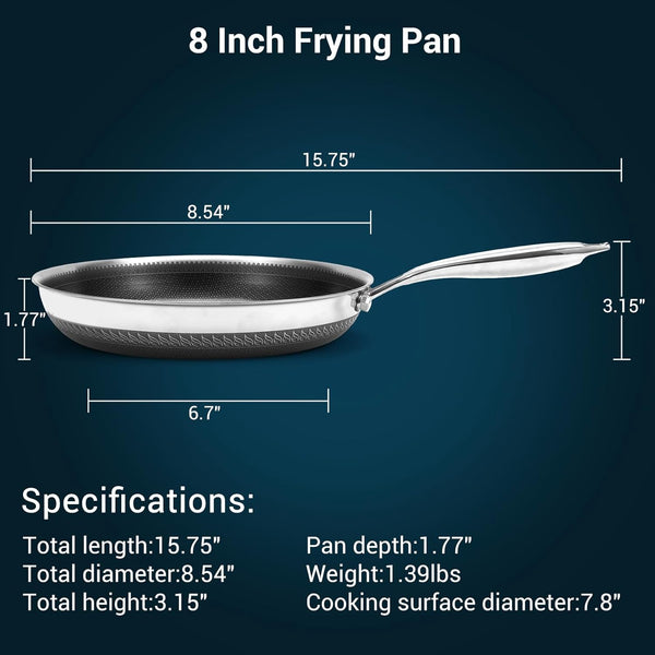 8Inch Tri-Ply Stainless Steel Hybrid Frying Pan,Ceramic Nonstick Skillet, Induction & Oven Safe,Pfas/Pfoa Free Professional Clad Cookware7