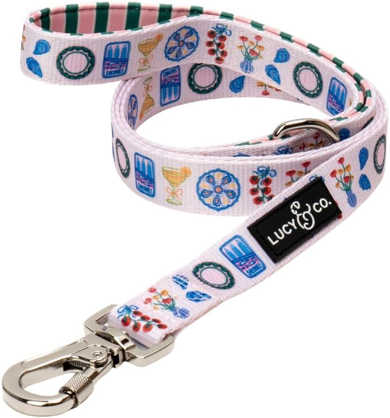 lucy-co-cheery-cherries-designer-dog-leash-for-small-to-large-dogs-padded-handle-for-comfort-large-red-gingham-cherries-5-foot