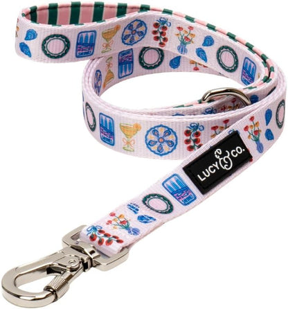 Lucy & Co. Cheery Cherries - Designer Dog Leash for Small to Large Dogs - Padded Handle for Comfort - Large, Red Gingham Cherries - 5 Foot16