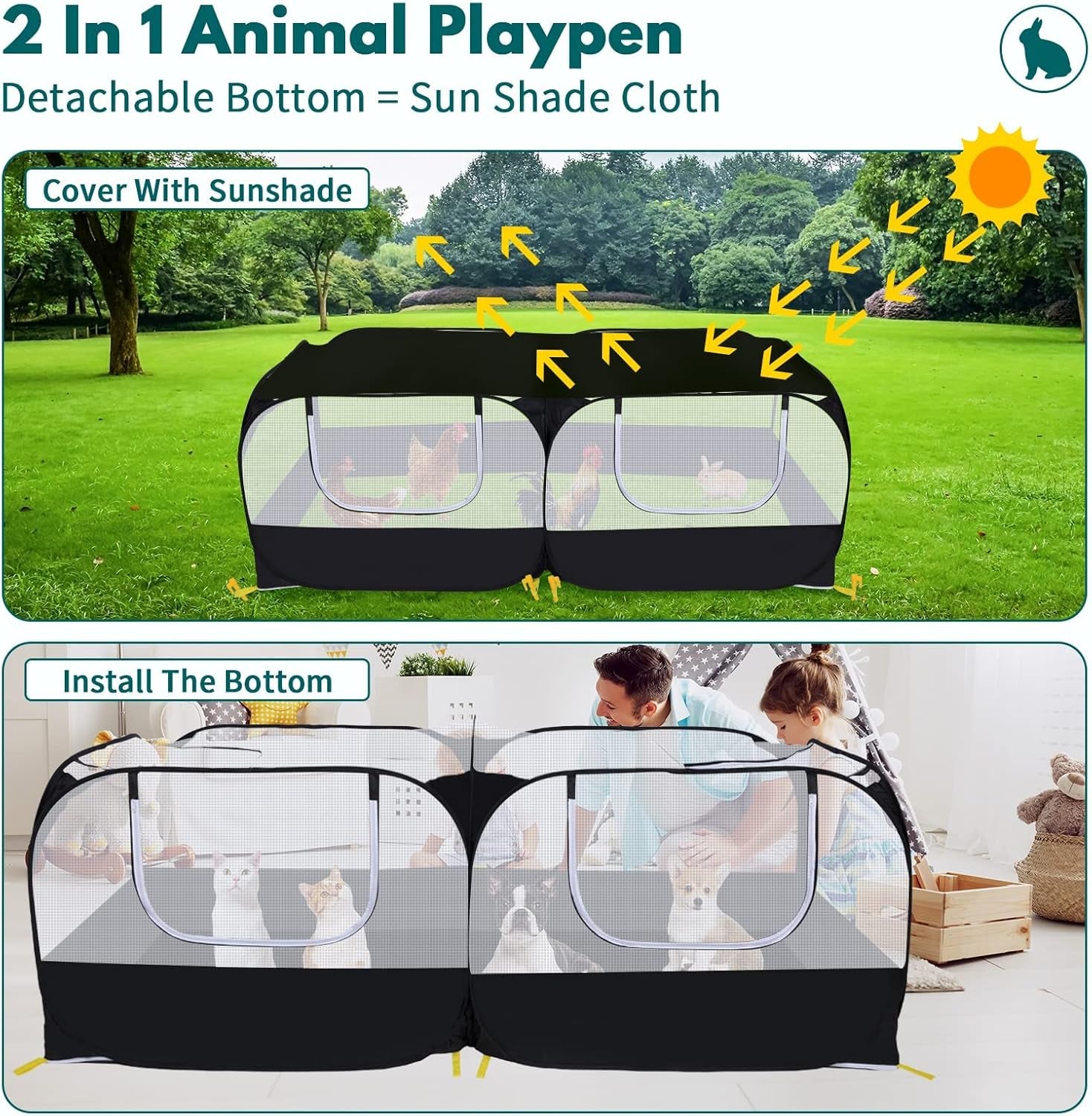small-animals-playpen-pet-cage-tent-large-chicken-run-coop-with-detachable-bottom-breathable-transparent-mesh-walls-foldable-pet-enclosure-for-puppy-kitten-rabbits-indoor-outdoor-playpen