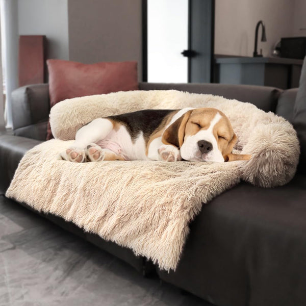 Calming Dogs/Cats Bed Mats, Dog Pad Washable Removable Couch Cover, Plush Long Fur Mat for Pets, Waterproof Lining, Perfect for Small, Medium and Large Dogs and Cats (Gradient Gray, 36"X31")42