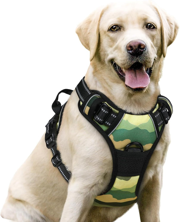 Rabbitgoo Dog Harness, No Pull for Large Dogs with 2 Leash Clips, Pet Vest | No Choke with Handle, Adjustable Soft Padded, Reflective, Easy Control for Walking, Black, Large90