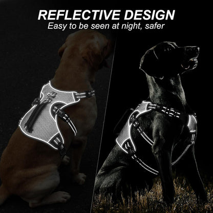 HEELE Dog Harness, Escape Proof Dog Harness, Release on Neck, No Pull Reflective Adjustable Vest with Durable Handle, Dog Harness for Outdoor Training Walking, Dog Harness for Large/Active Dogs, L5