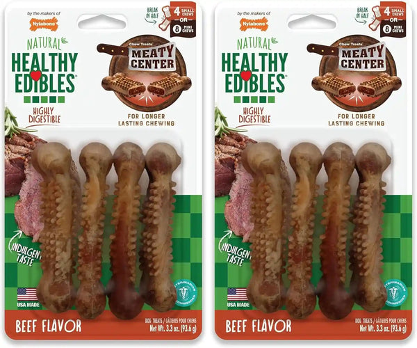 Nylabone Healthy Edibles Meaty Center Dog Treats, Beef Flavor, 12 Count | Natural Dog Chew Bones, Made in USA, Highly Digestible, Help Clean Teeth, Long Lasting Chews for Small Dogs up to 25 Lbs14