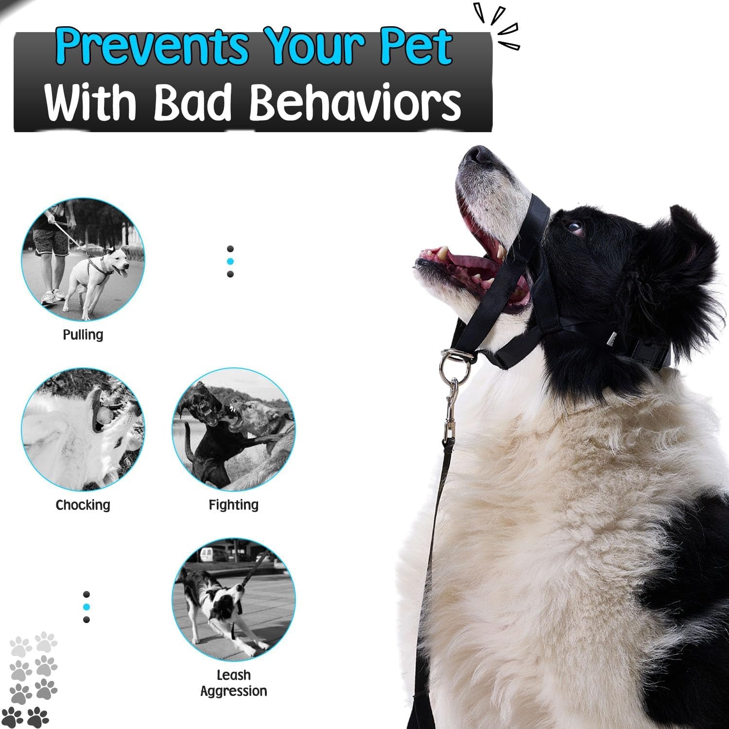 gentle-leader-for-dogs-2x-free-training-clicker-essential-gentle-leader-gentle-leader-with-quick-snap-neck-strap-nose-loop-bonus-clickers-with-wrist-strap-for-leash-training-no-pull-harness