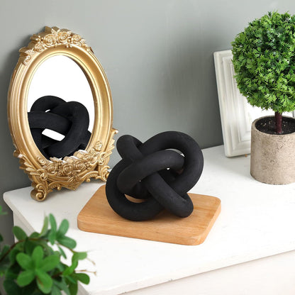 3 Link Wood Knot Decor Rustic Table Shelf Home Decor Accents,Black | Hand Carved Chain Link, Boho Decorative Knot for Coffee Table Bookshelf, Modern Rustic Accents for Living Room Bedroom6