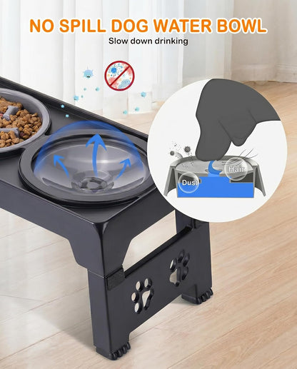 LALOBLUE Collapsible Dog Bowls Raised Elevated Adjust Stand | Elevated Dog Bowls, Dog Bowls Raised, Dog Bowls Elevated,5 Heights Adjustable Elevated Raised Dog Bowls Stand8