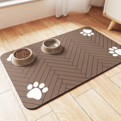 Pet Feeding Mat-Absorbent Pet Placemat for Food and Water Bowl, with Waterproof Rubber Backing, Quick Dry Water Dispenser Mat for Dog and Cat (20"X12", Striped Dark Gray)20