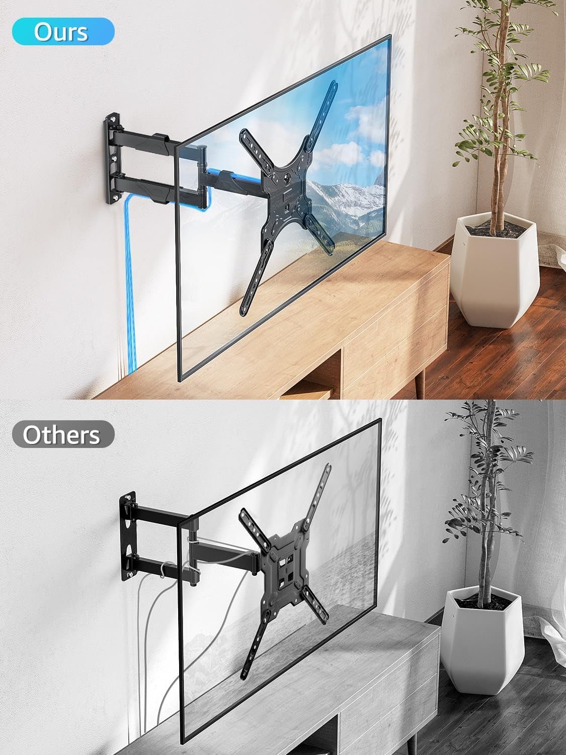 full-motion-tv-wall-mount-for-most-26-60-inch-tvs-max-vesa-400x400mm-wall-mount-tv-bracket-with-swivel-tilting-extension-level-adjustment-for-led-lcd-flat-curved-tvs-up-to-77-lbs-mu0018